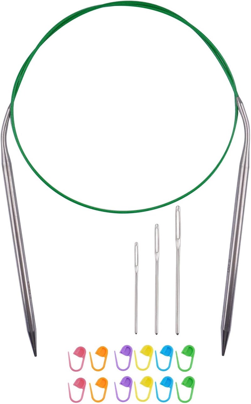 BsHooker Circular Knitting Needles 32inches/80cm,Size US 9.0(5.5mm) Stainless Steel Round Knitting Needles for Handmade Knitting DIY - Image 1
